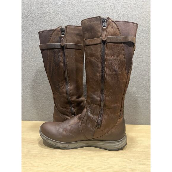 Eddie Bauer Midlite Lodge Boots Brown Leather Fleece Lined Winter Womens Size 8 - Picture 6 of 12